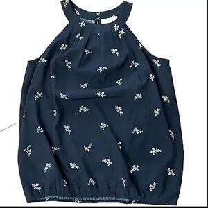 NEW LOFT Ann Taylor Popover Top Blouse Floral Pullover Banded Waist $45 M53